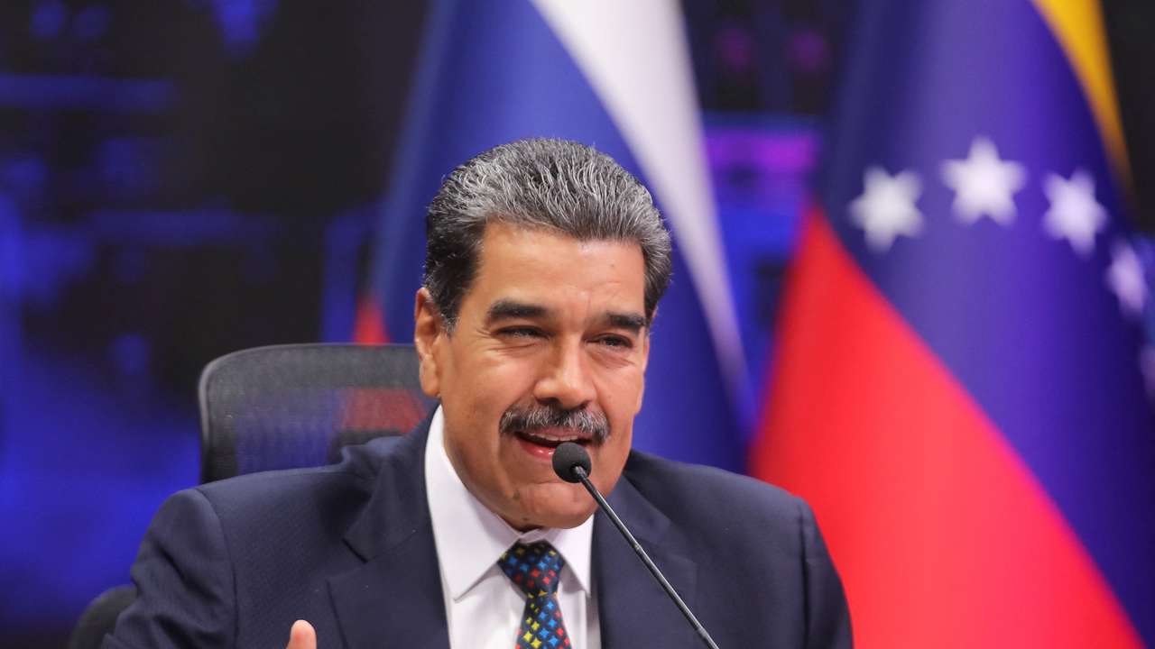 Venezuelan President Nicolas Maduro holds a meeting by video with Russian President Vladimir Putin, in Caracas