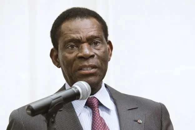 The President of Equatorial Guinea Excellency Teodoro Obiang Nguema speaking