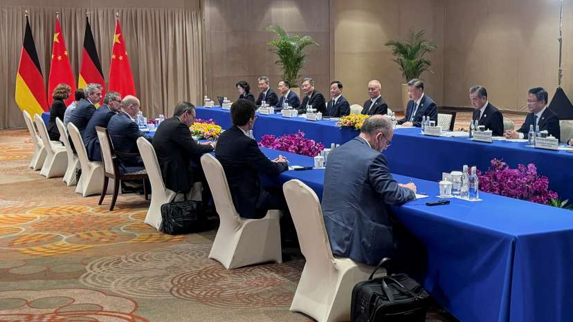 China's President Xi Jinping meets German Chancellor Olaf Scholz on the sidelines of the G20 Summit, in Rio de Janeiro