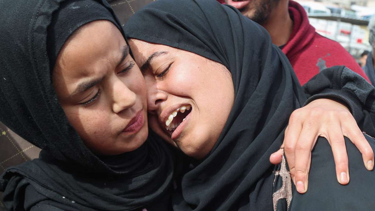 Funeral of Palestinians who were killed by Israeli gunfire,according to medics, in Khan Younis