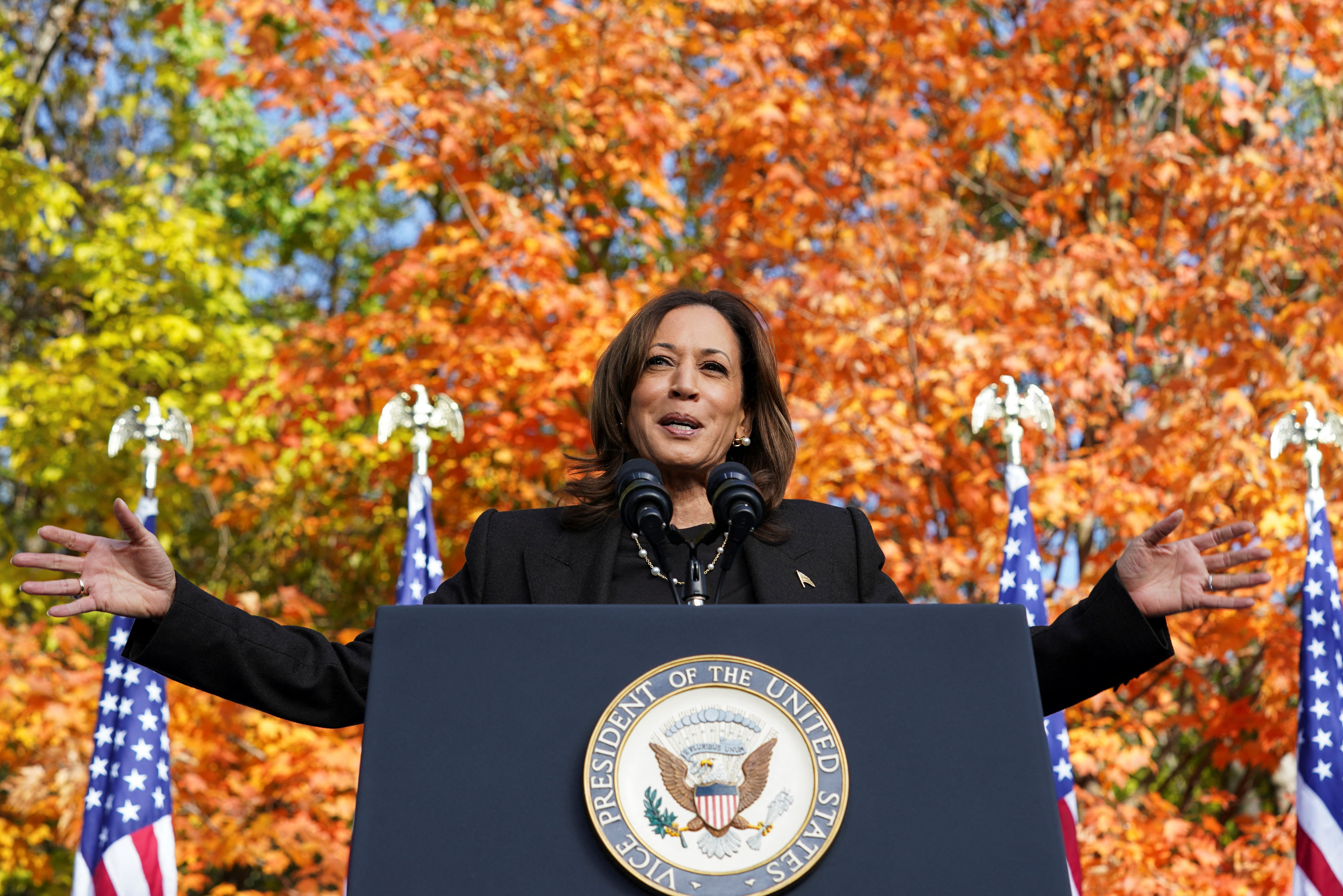Democratic presidential nominee U.S. Vice President Kamala Harris campaigns in Michigan