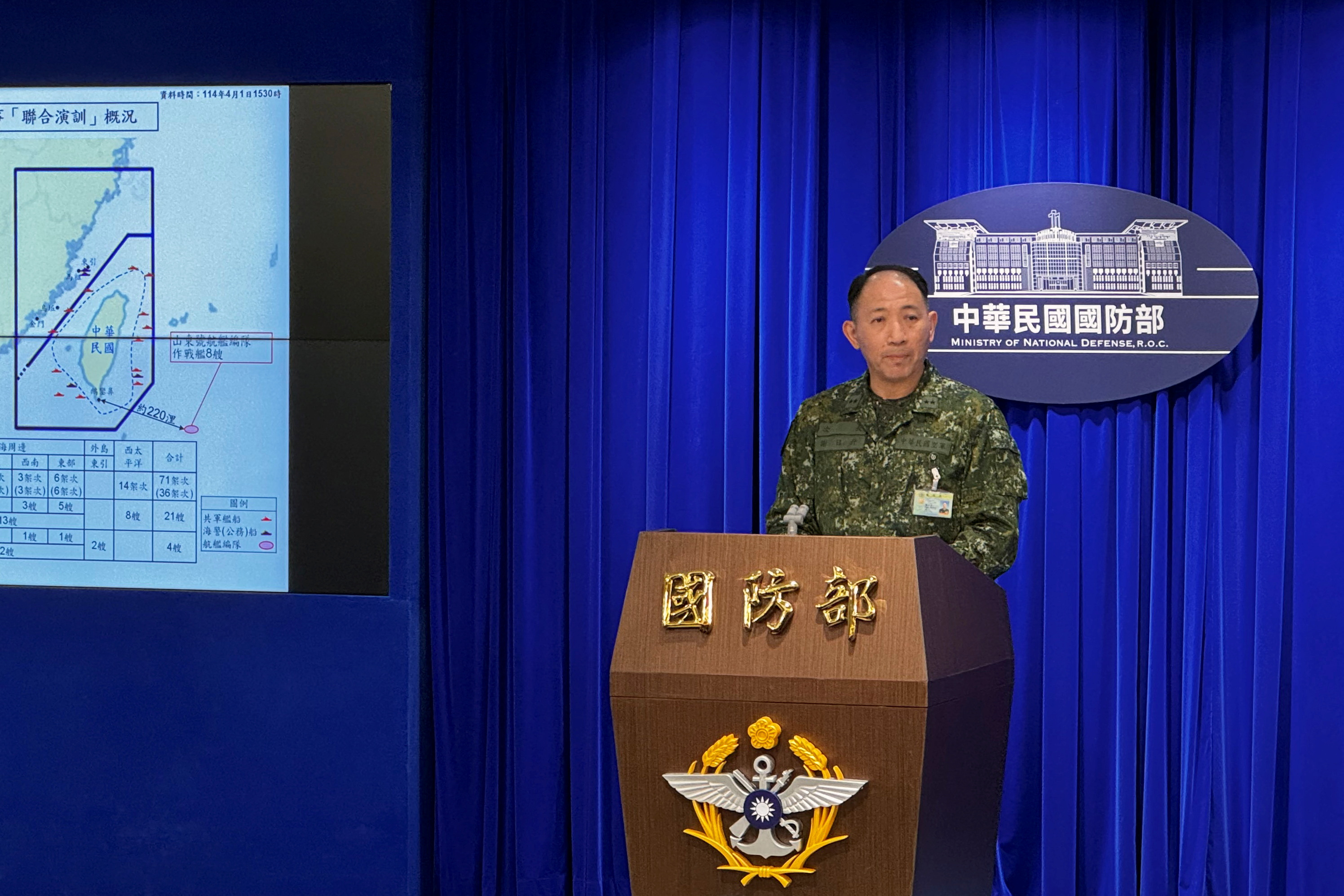 Taiwan Defence Ministry press conference in Taipei
