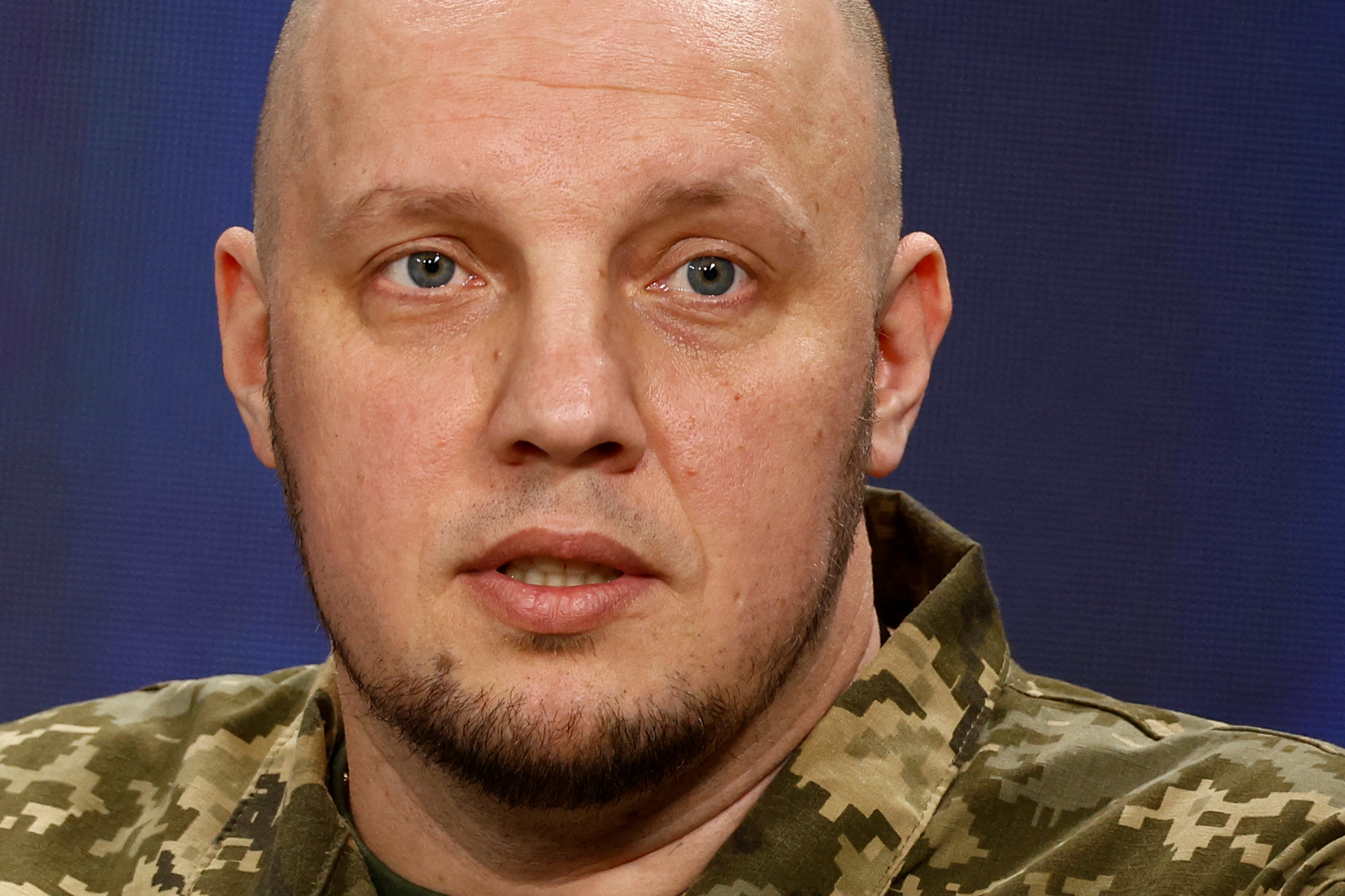 Commander of the Unmanned Systems Forces Colonel Sukharevskyi attends a conference in Kyiv