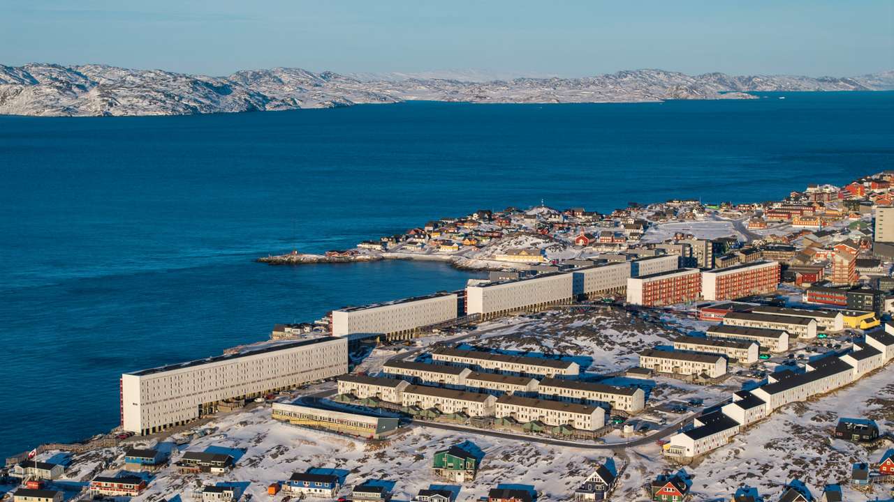A drone view of Nuuk