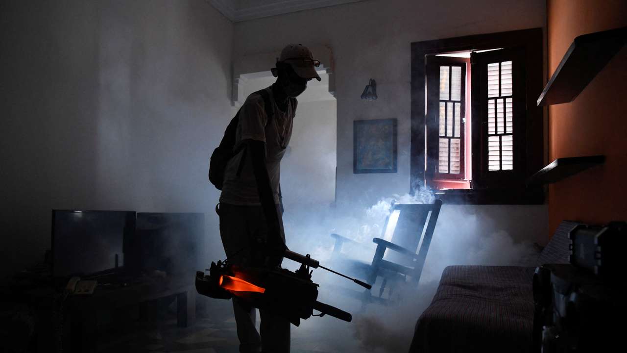 Health worker fumigates to fight the spread of the oropouche virus, in Havana
