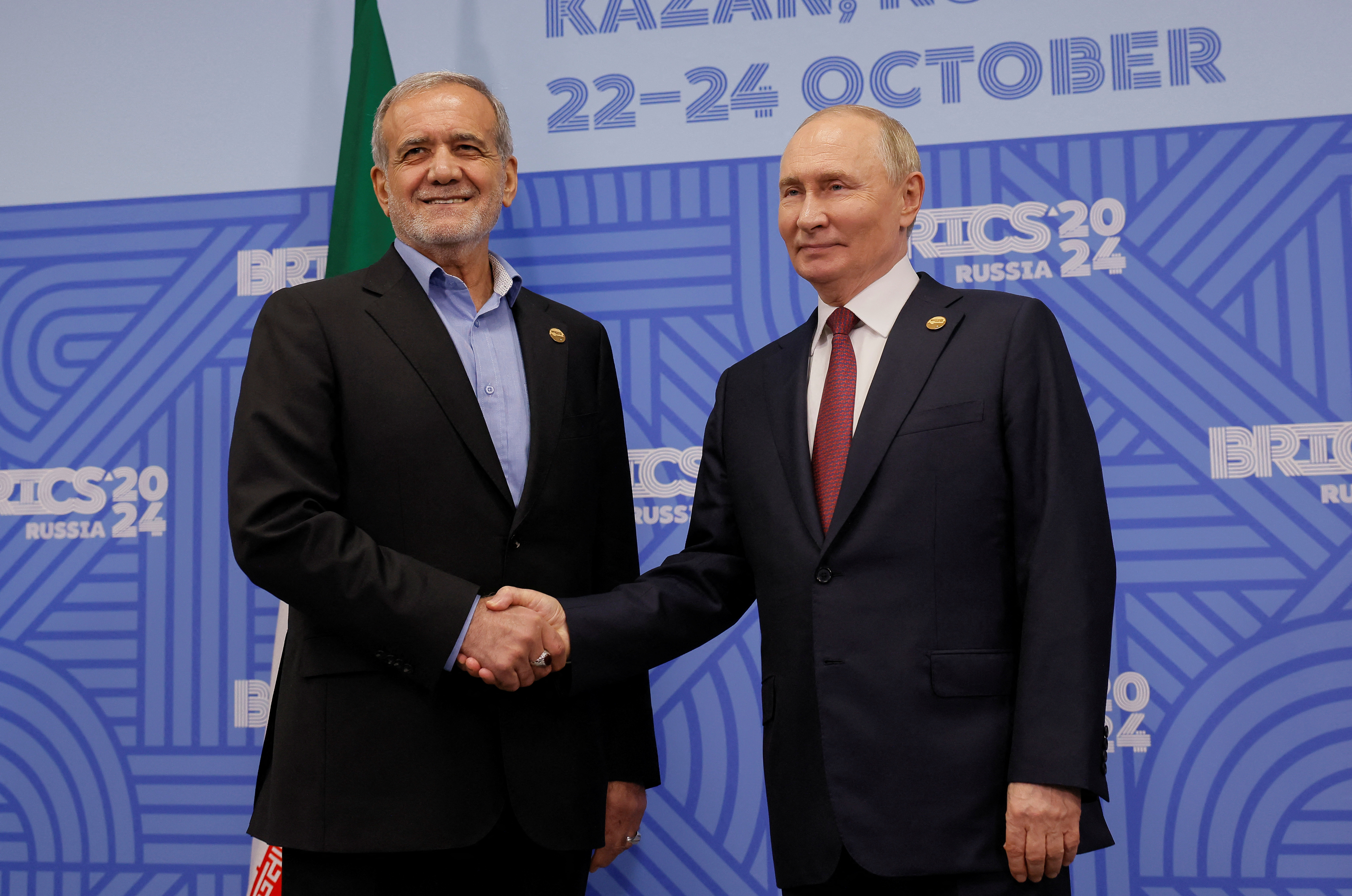 Russian President Putin and Iranian President Pezeshkian meet at BRICS summit in Kazan