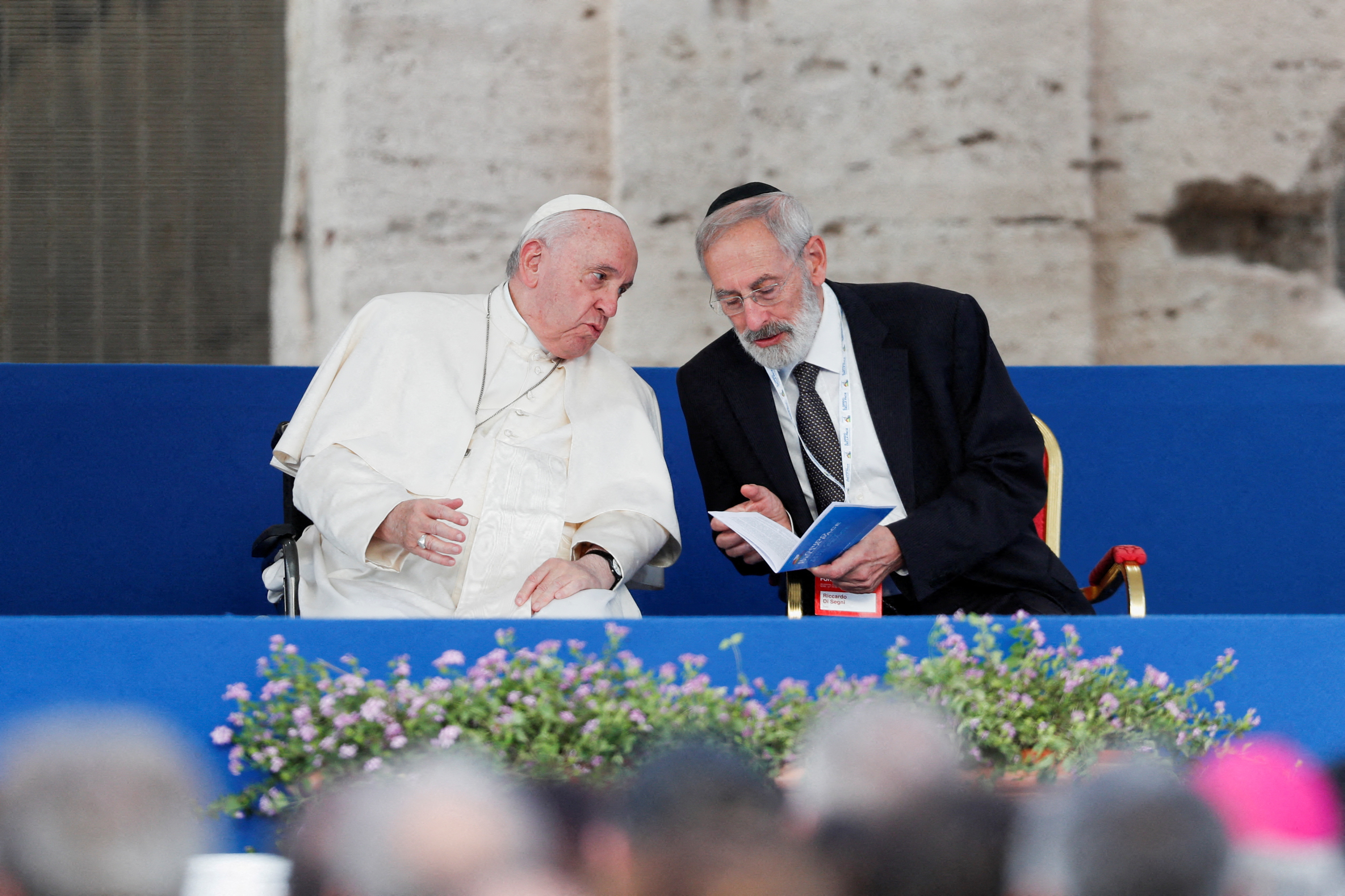 FILE PHOTO: Pope Francis leads inter-religious prayer for peace at the Colosseum in Rome