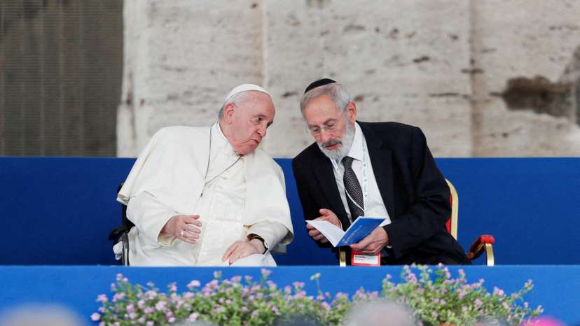 FILE PHOTO: Pope Francis leads inter-religious prayer for peace at the Colosseum in Rome