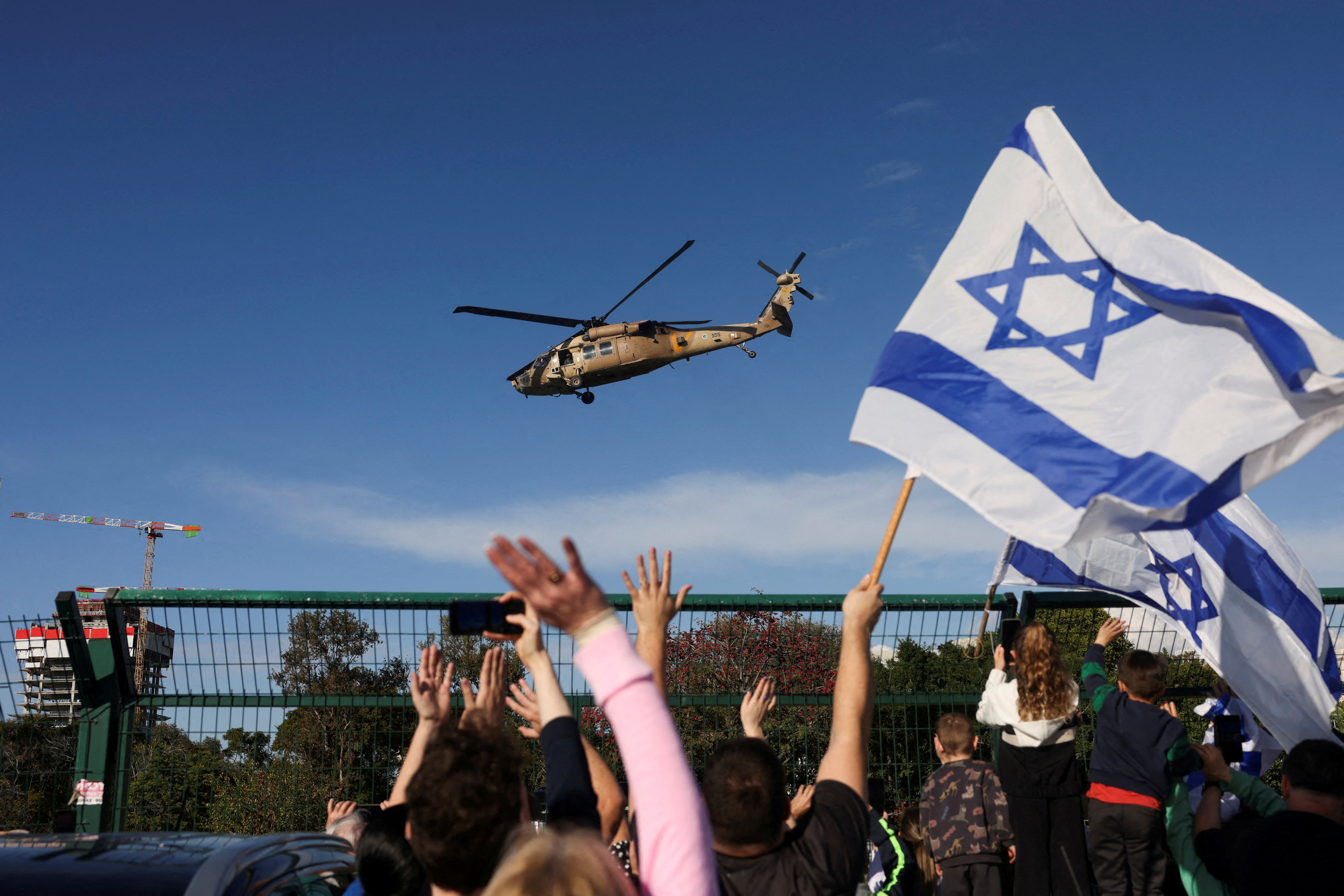 Arrival of released Israeli hostages, who have been held in Gaza since the deadly October 7, 2023 attack by Hamas, in Petah Tikva