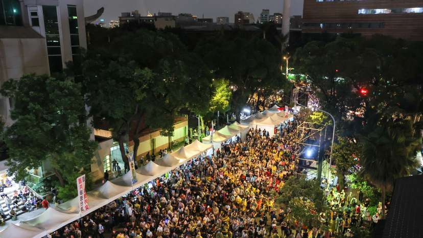 People gather outside the parliament in Taipei