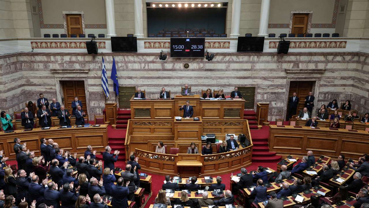 Greek parliament debates 2023 deadly train crash, in Athens