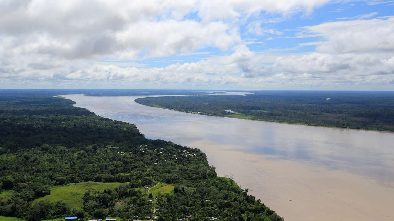 FILE PHOTO: An aerial view of the Amazon river, in Amazonas, Colombia