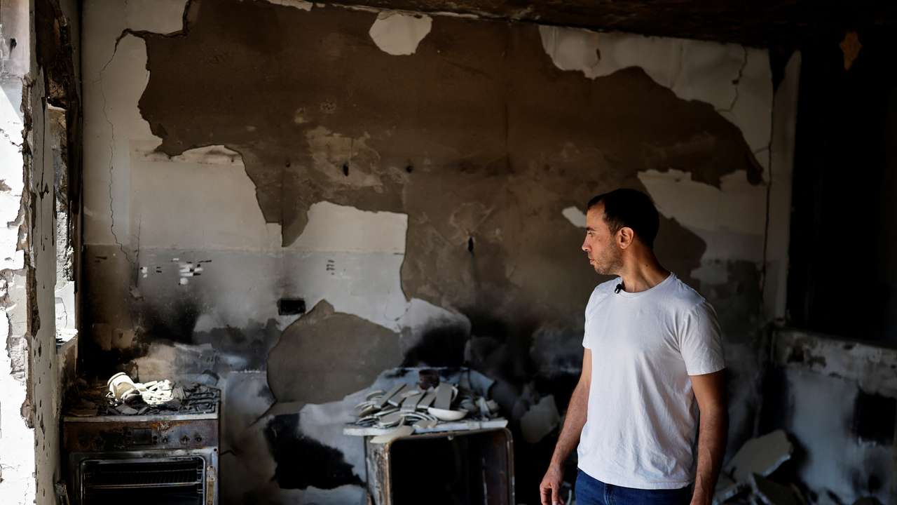 Tal Shoham, a former hostage who was kidnapped by Hamas on October 7, 2023, with his wife and two children as well as three other members of his family, and held in Gaza for 505 days, visits Kibbutz Beeri