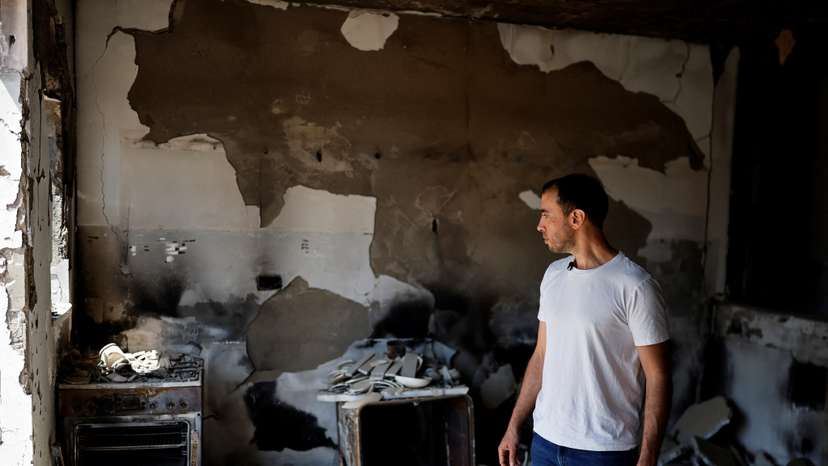Tal Shoham, a former hostage who was kidnapped by Hamas on October 7, 2023, with his wife and two children as well as three other members of his family, and held in Gaza for 505 days, visits Kibbutz Beeri