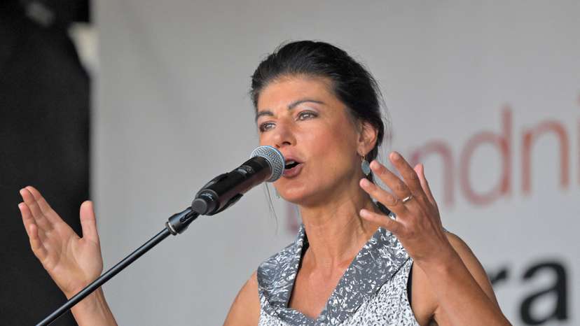 "Buendnis Sahra Wagenknecht" (BSW) top candidate Sahra Wagenknecht campaigns in Dresden