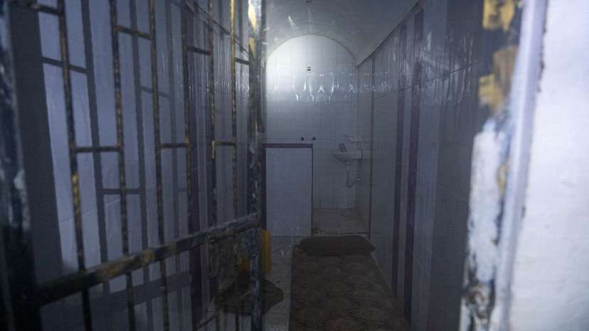 An underground cell which, according to Israel's military, was used by Palestinian Islamist group Hamas to hold hostages in the Gaza Strip