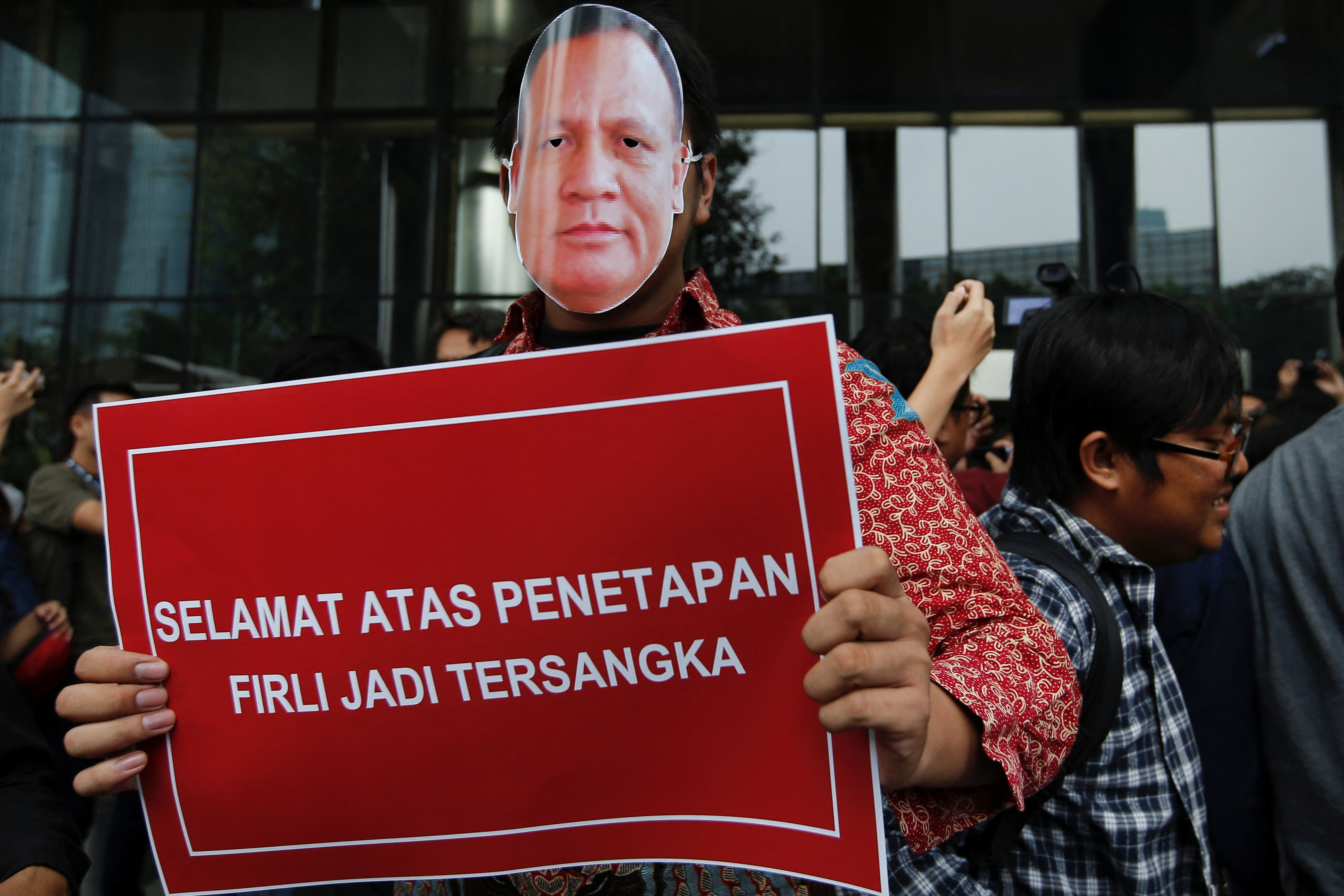 Protest outside the Corruption Eradication Commission (KPK) building in Jakarta