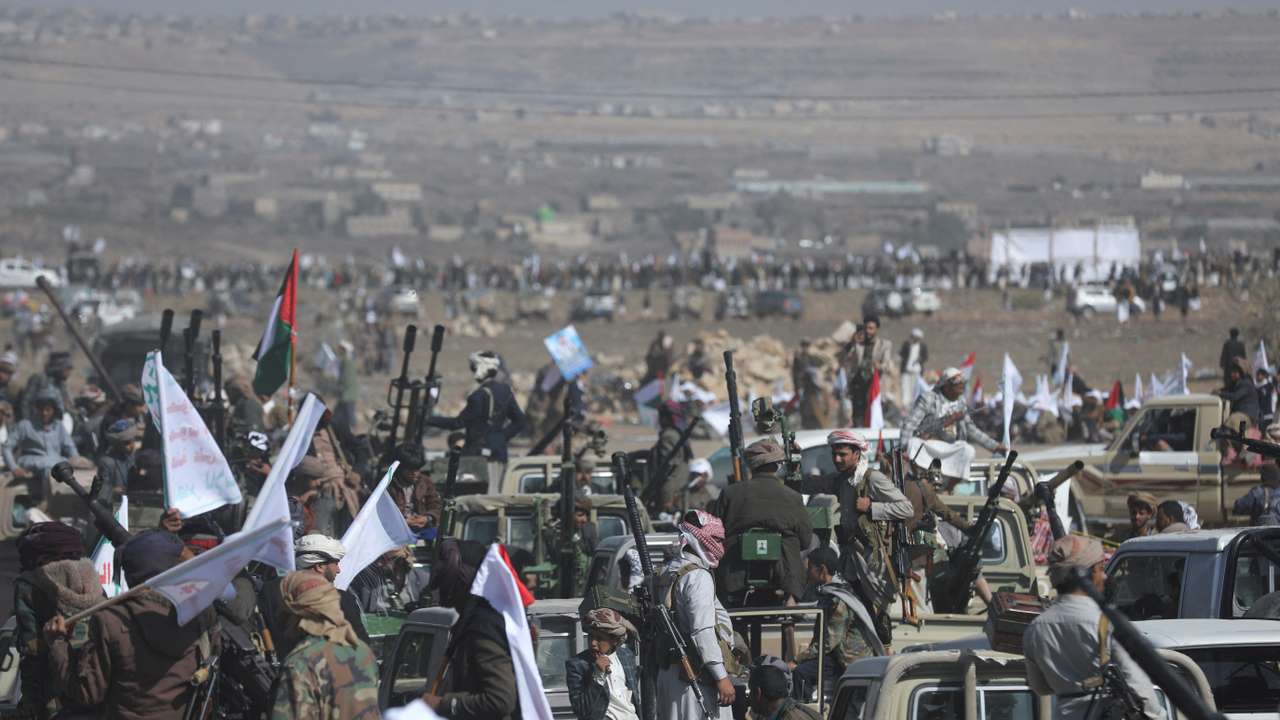 Houthi tribesmen parade to show defiance after U.S. and U.K. air strikes on Houthi positions near Sanaa