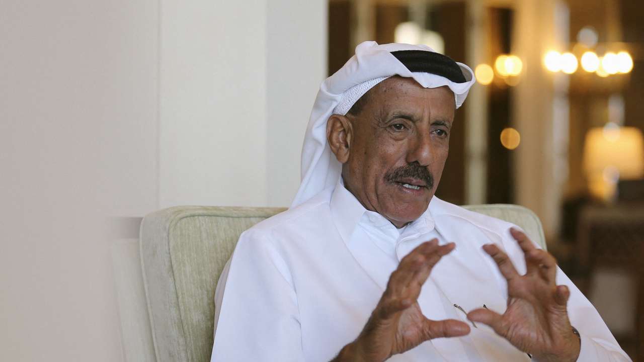 FILE PHOTO: Khalaf Ahmed Al Habtoor, Chairman of the Al Habtoor Group, gestures during an interview with Reuters in Dubai