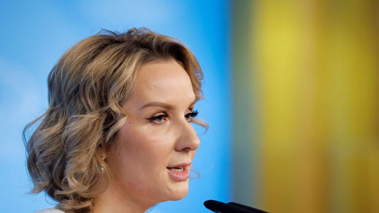 Russian Presidential Commissioner for Children's Rights Lvova-Belova attends a news conference in Moscow