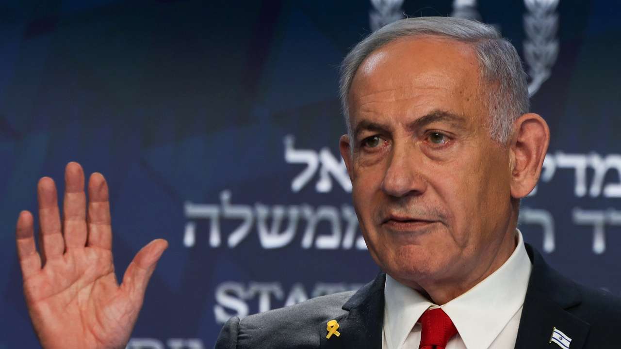 Israeli Prime Minister Netanyahu attends a press conference, in Jerusalem