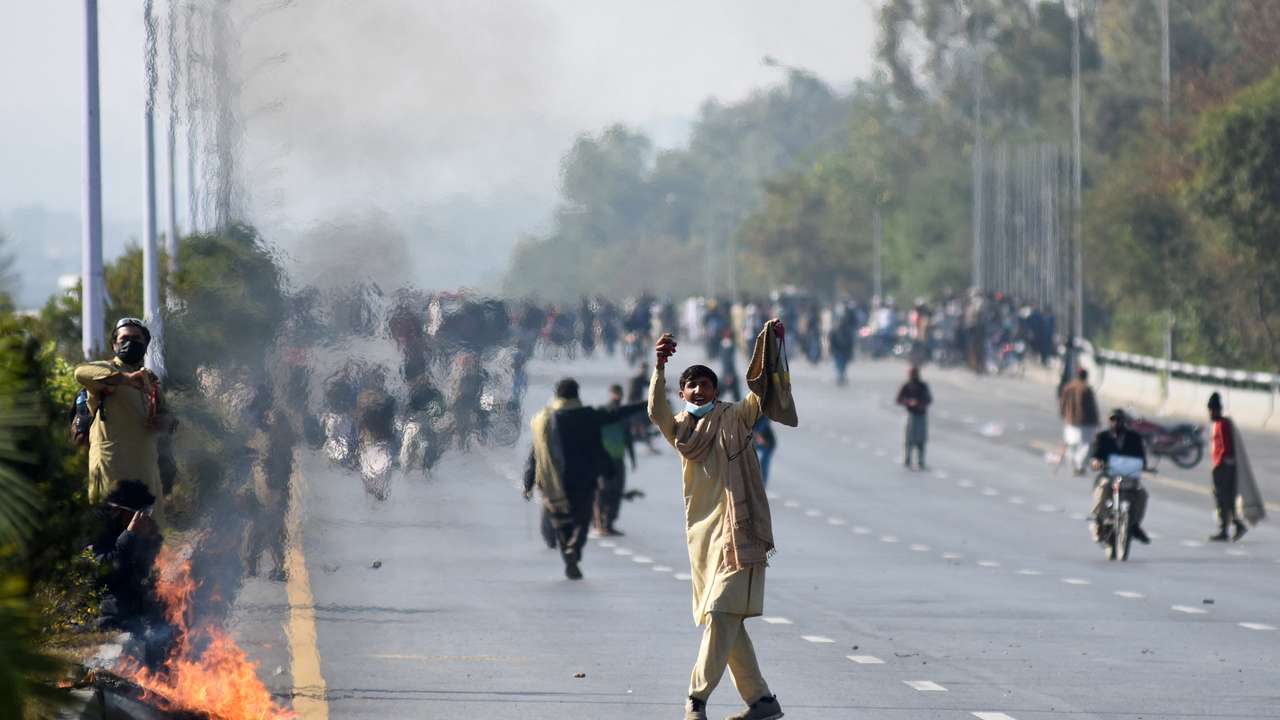 Supporters of the former Pakistani Prime Minister Imran Khan's party, Pakistan Tehreek-e-Insaf, protest in Islamabad