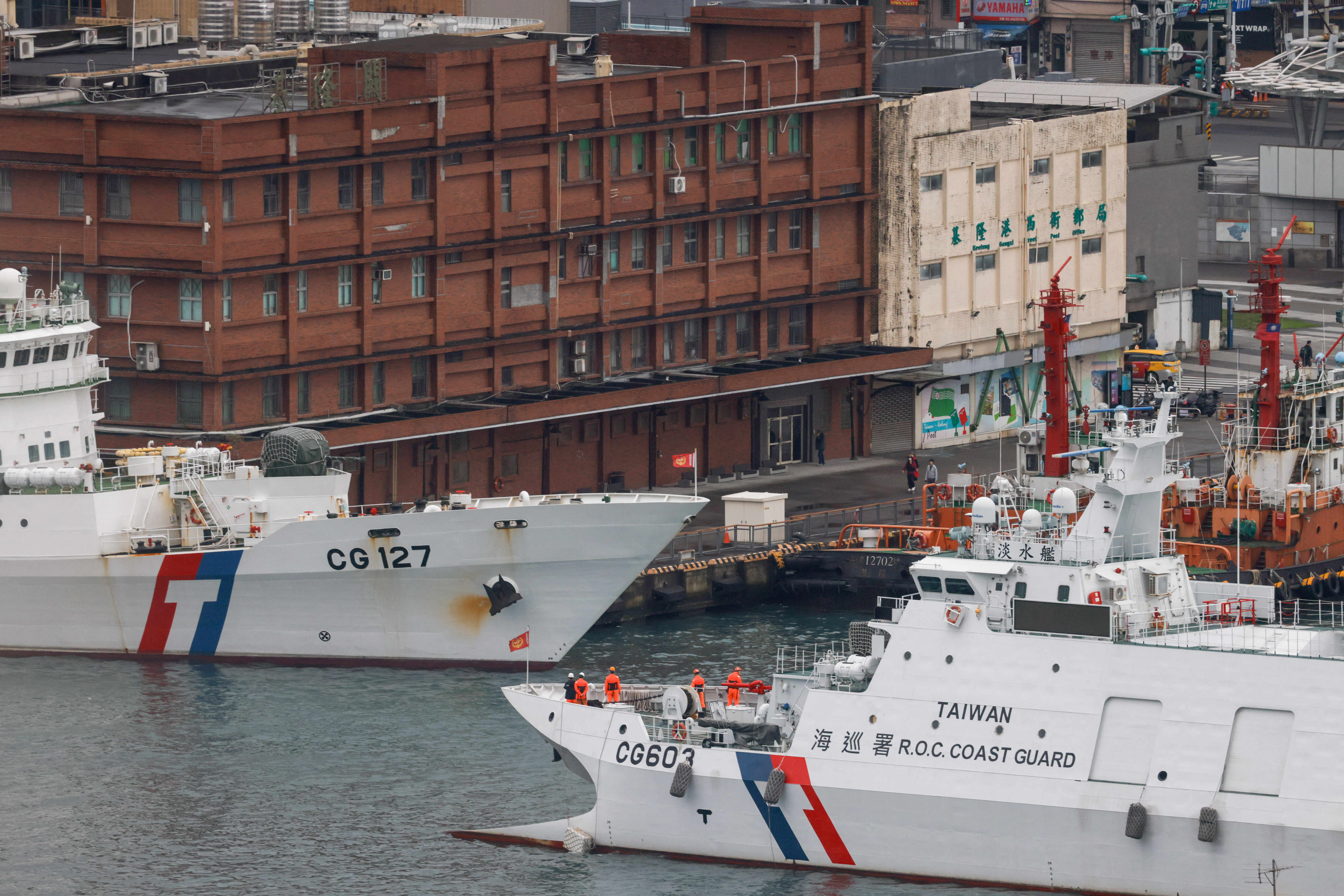Taiwan Coast Guard patrol vessels are stationed in Keelung, as China conducts "Justice Mission 2025" military drills around Taiwan