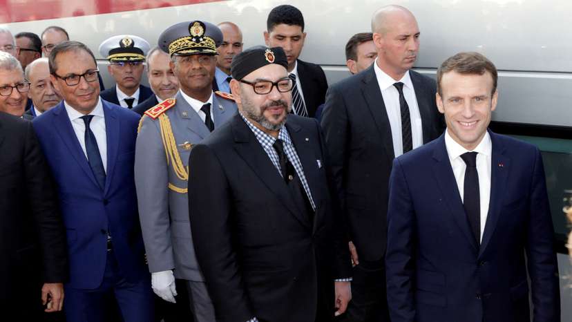 FILE PHOTO: French President Emmanuel Macron and Moroccan King Mohammed VI attend the launch ceremony of the first High Speed Train to operate in Africa, in Tangier