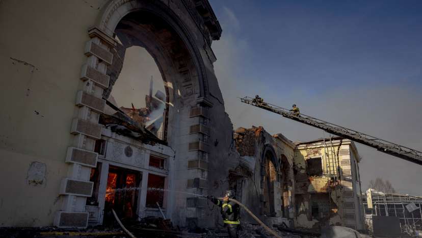 Aftermath of a Russian missile strike in Kostyantynivka