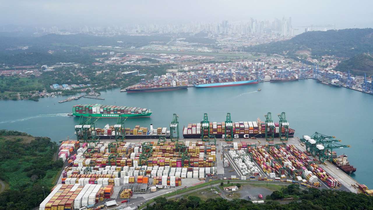 Aerial view of the Panama Canal