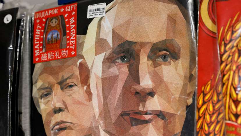 FILE PHOTO: Souvenirs featuring Russian President Putin and U.S. President Trump on sale in Moscow