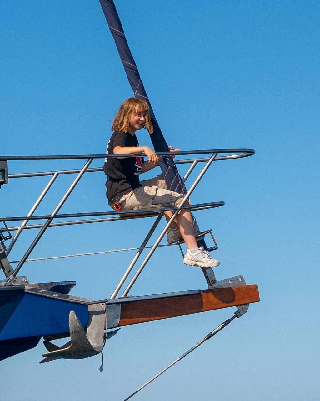 FILE PHOTO: Activist Greta Thunberg sits aboard the aid ship Madleen