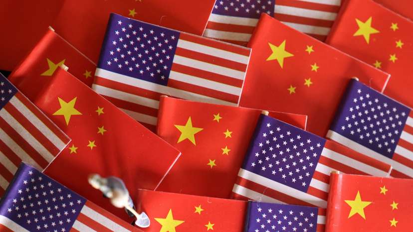 Illustration picture of U.S. and China flags