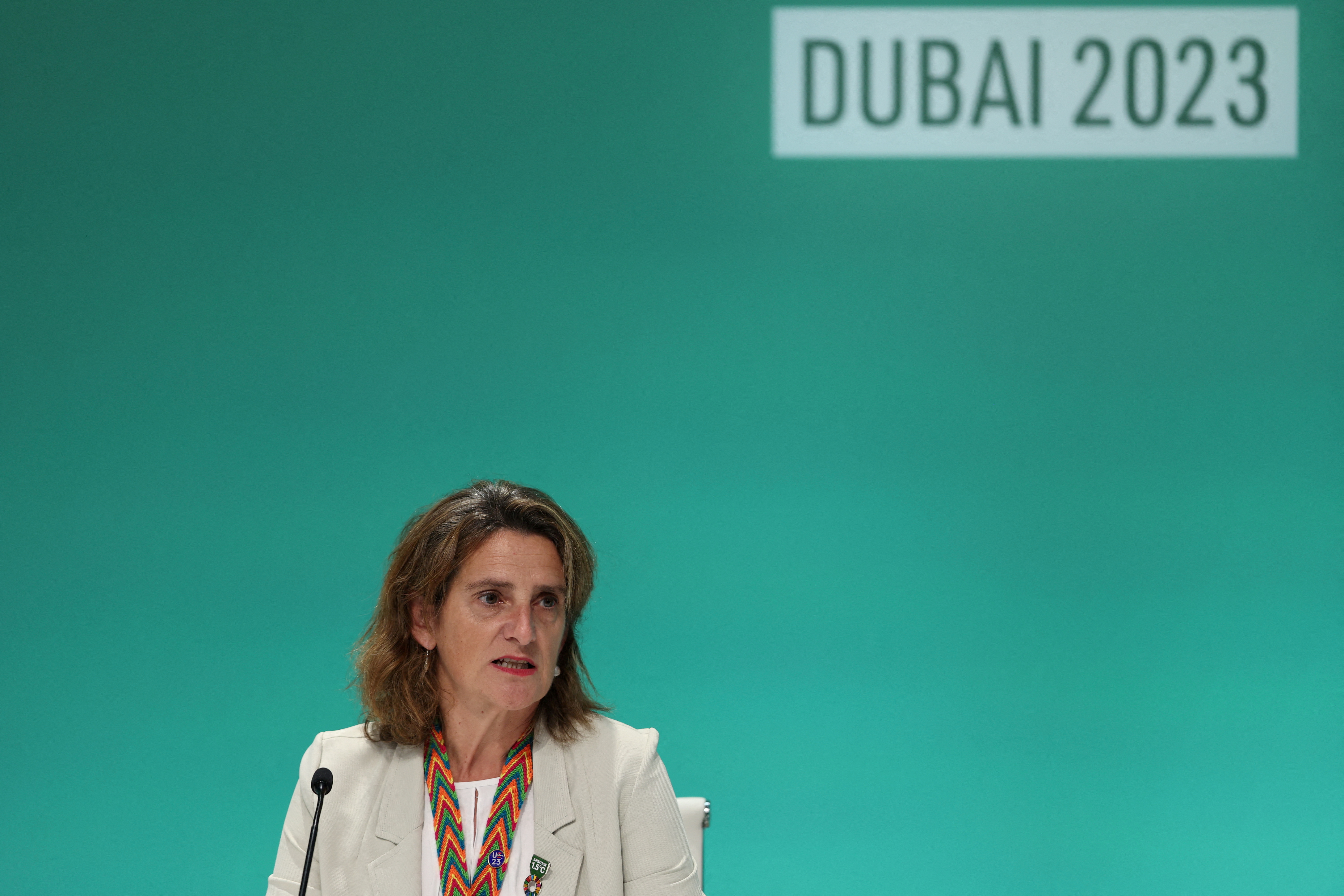 FILE PHOTO: EU representatives hold press conference during COP28 in Dubai