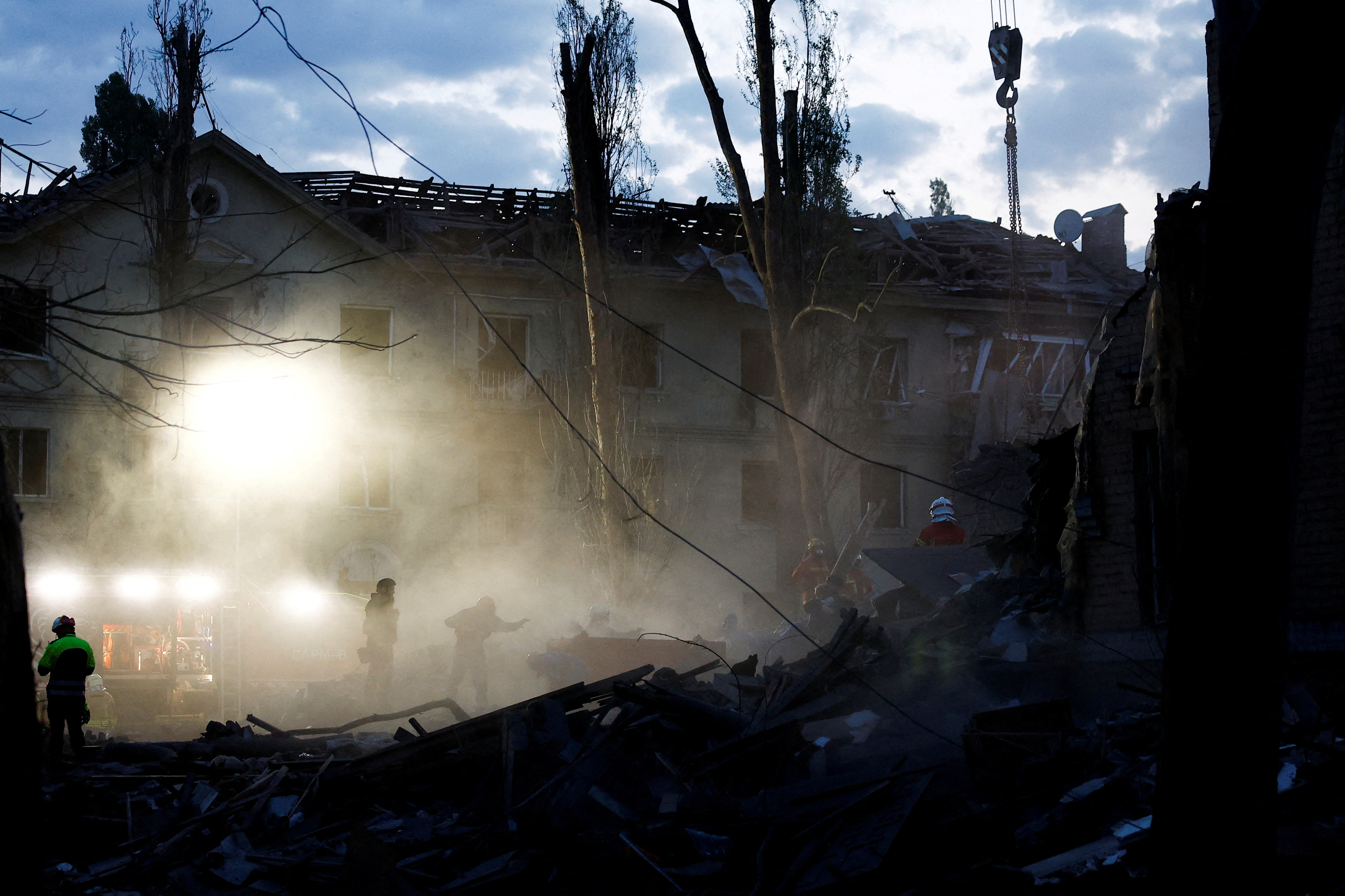 Aftermath of a Russian ballistic missile strike, in Kyiv