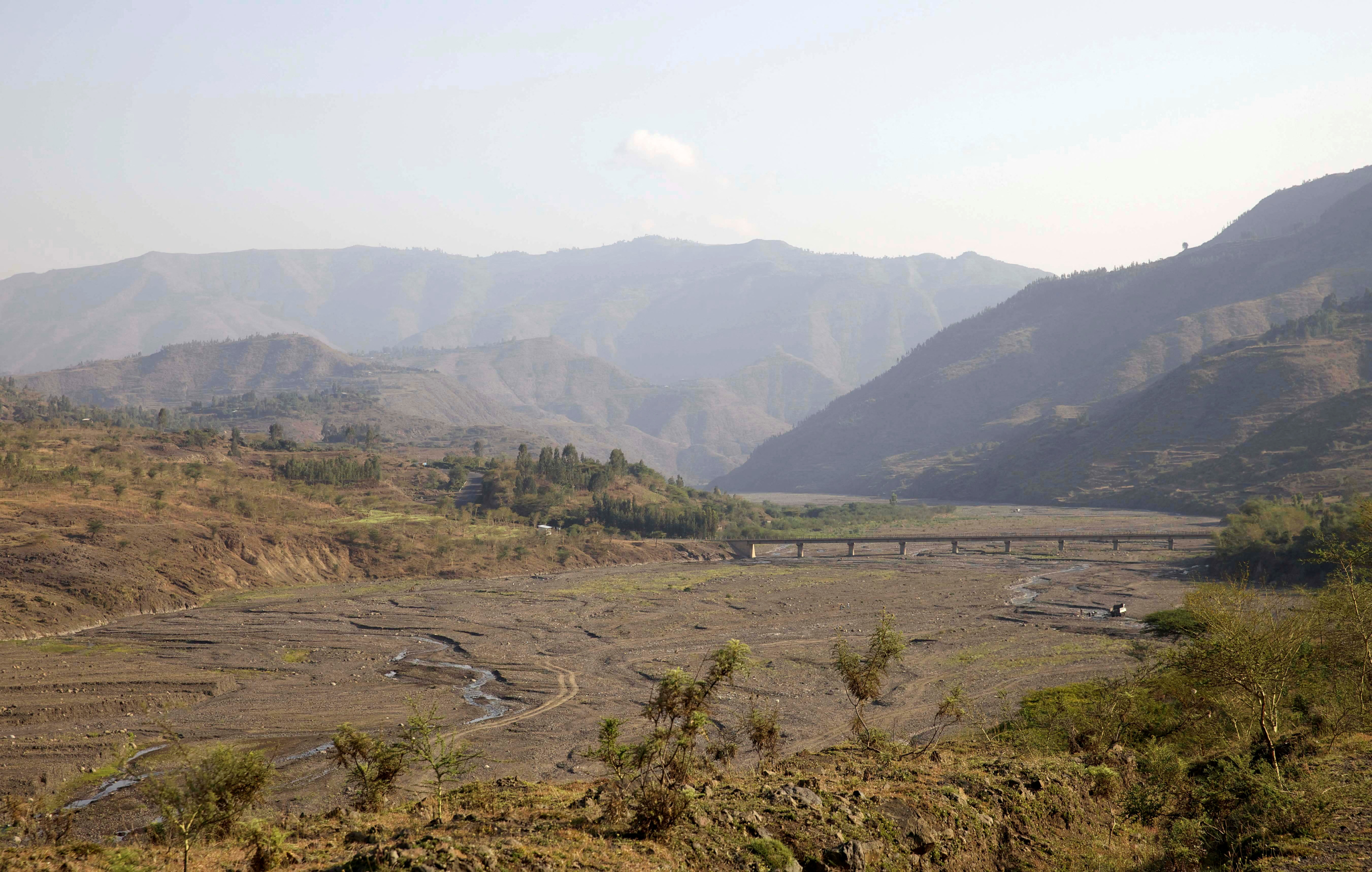 FILE PHOTO: A general view shows a bridge constructed across a dried up river in Ethiopia's northern Amhara region