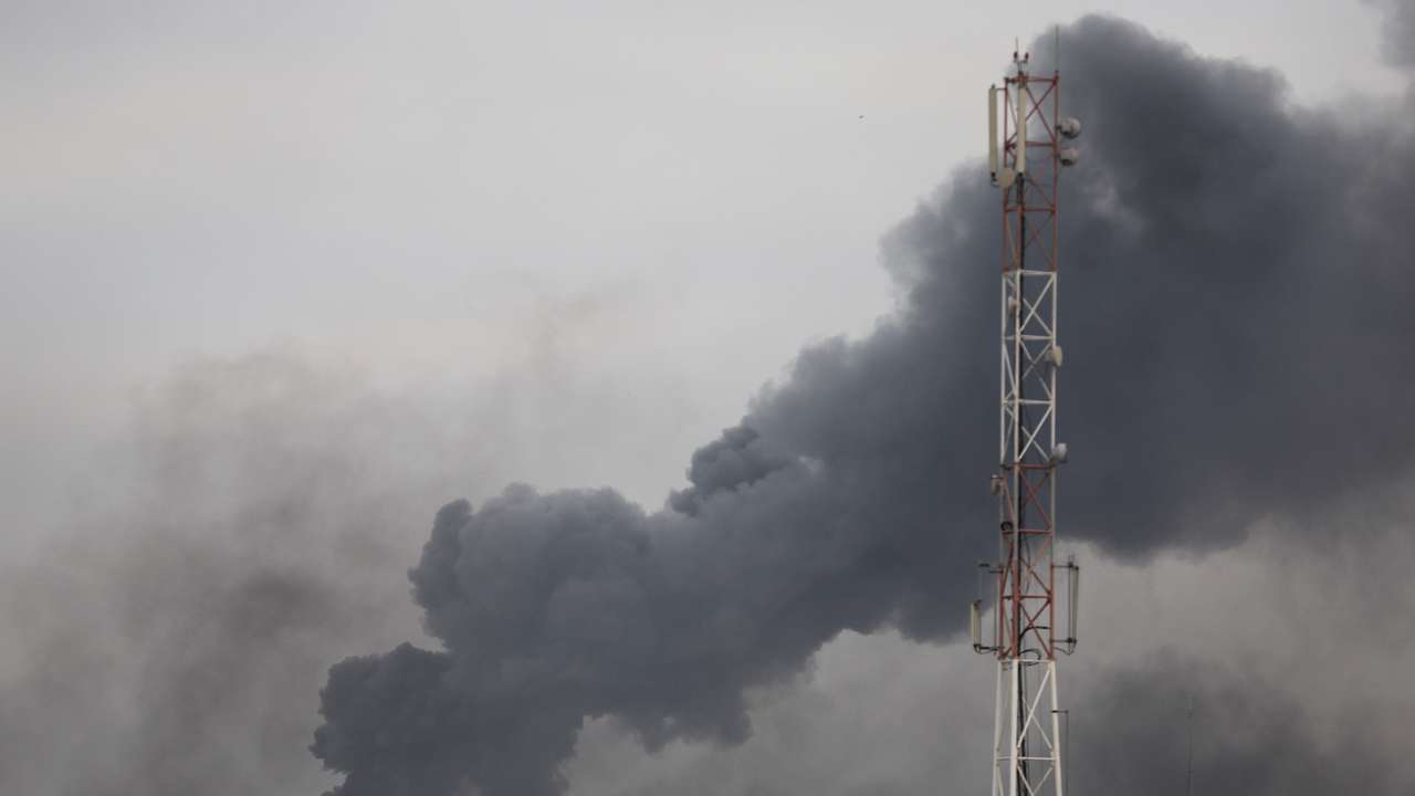 Smoke rises after Israeli strikes, in Khan Younis