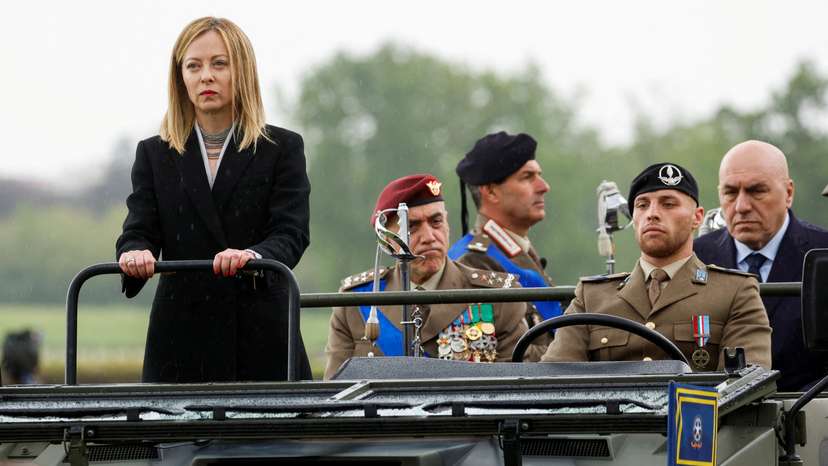 FILE PHOTO: Italy's PM Giorgia Meloni attends a ceremony to mark the 163rd anniversary of the Italian Army