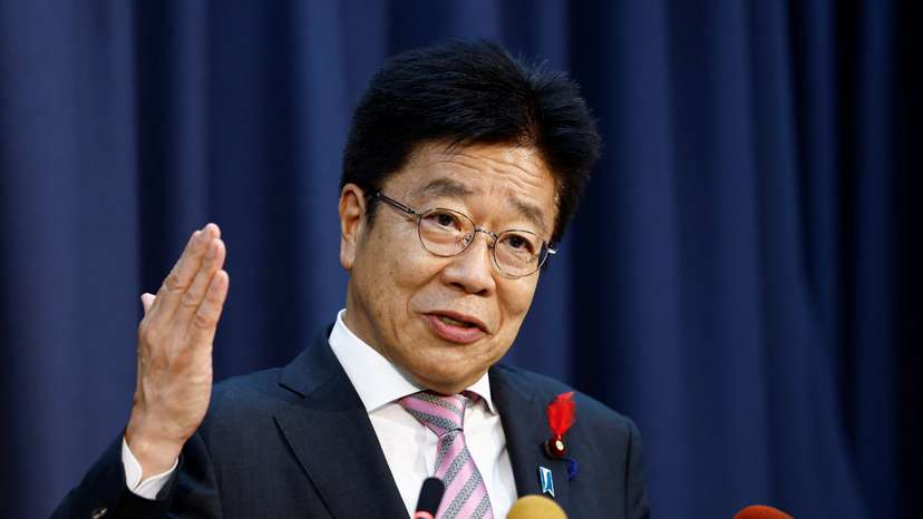 Japan's Finance Minister Katsunobu Kato attends a press conference in Tokyo