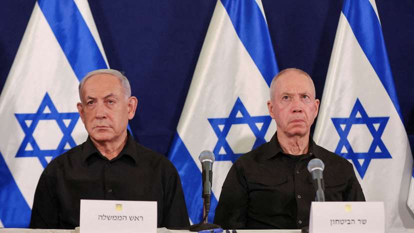 FILE PHOTO: Israeli Prime Minister Netanyahu and Defence Minister Gallant attend a press conference in Tel Aviv