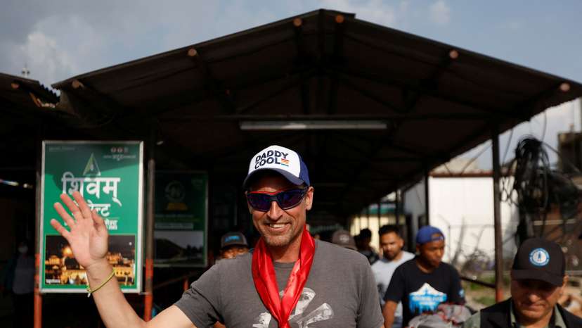 British climber Kenton Cool returns after completing his 17th ascent of Mount Everest in Kathmandu
