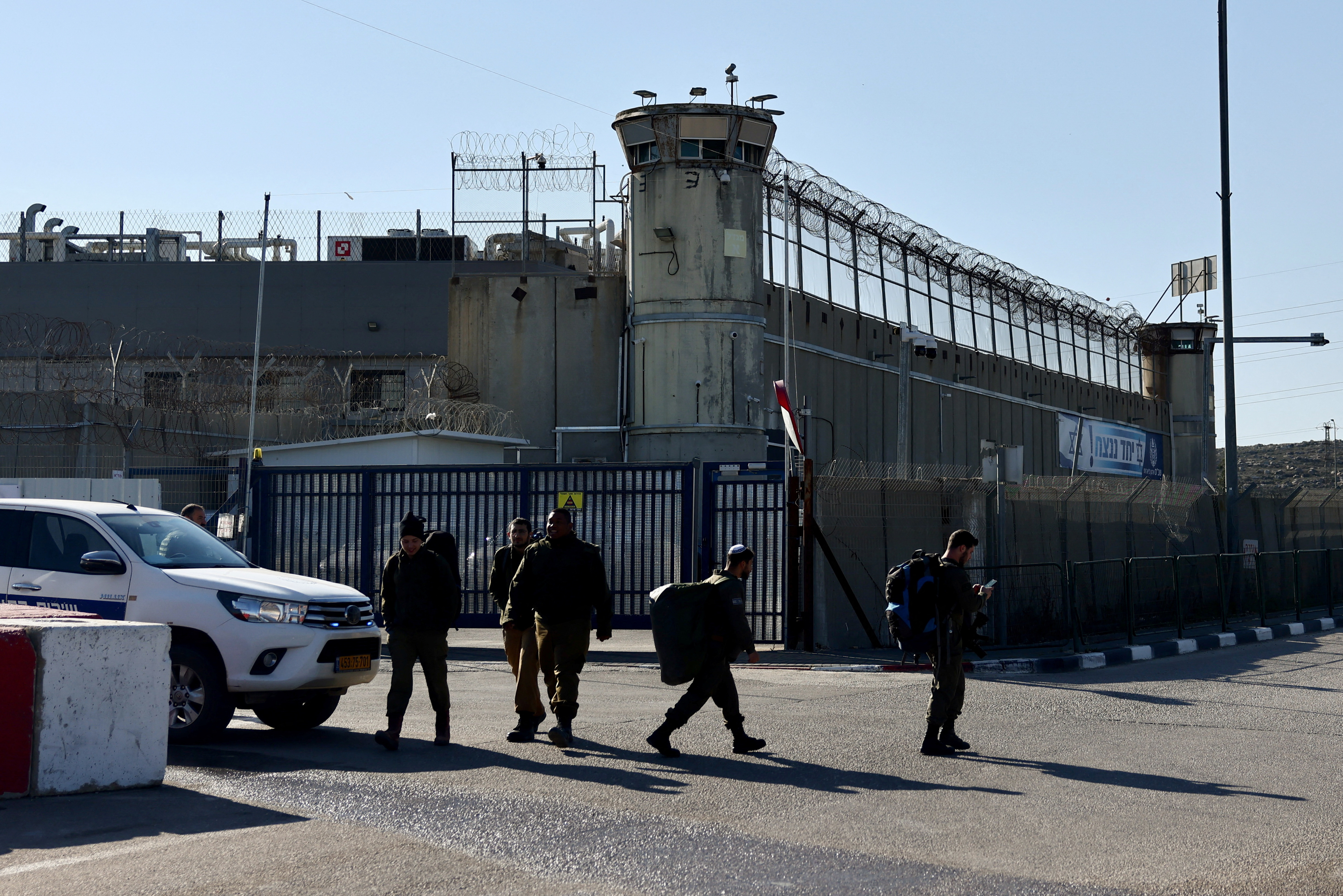 Ofer prison ahead of expected release of Palestinian prisoners, near Ramallah
