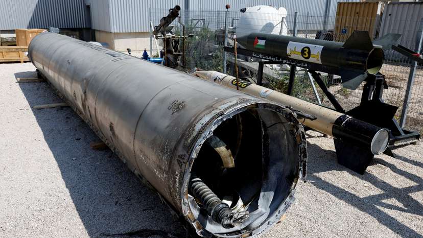 Israel's military displays what they say is an Iranian ballistic missile which they retrieved from the Dead Sea