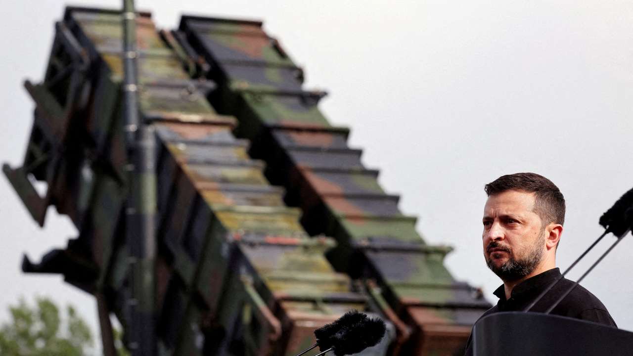 FILE PHOTO: Ukrainian President Volodymyr Zelenskiy visit to a military training area