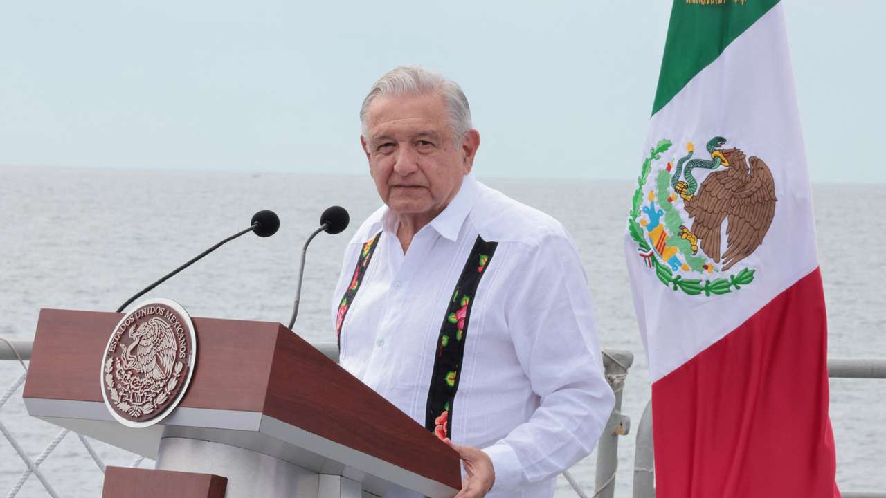 Mexico's President Andres Manuel Lopez Obrador, delivers a speech in tribute to the families of the victims of Hurricane Otis, in Acapulco