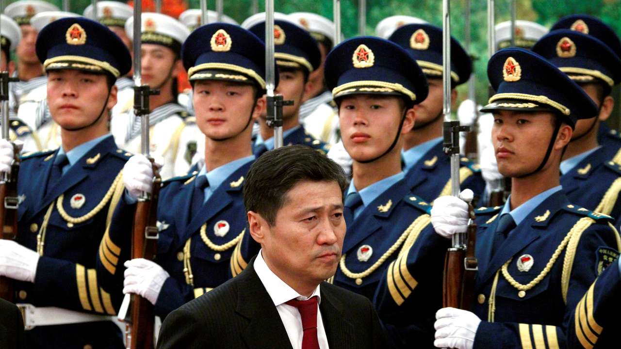 FILE PHOTO: Mongolian Prime Minister Sukhbaatar Batbold inspects an honour guard during an official welcoming ceremony in the Great Hall of the People in Beijing