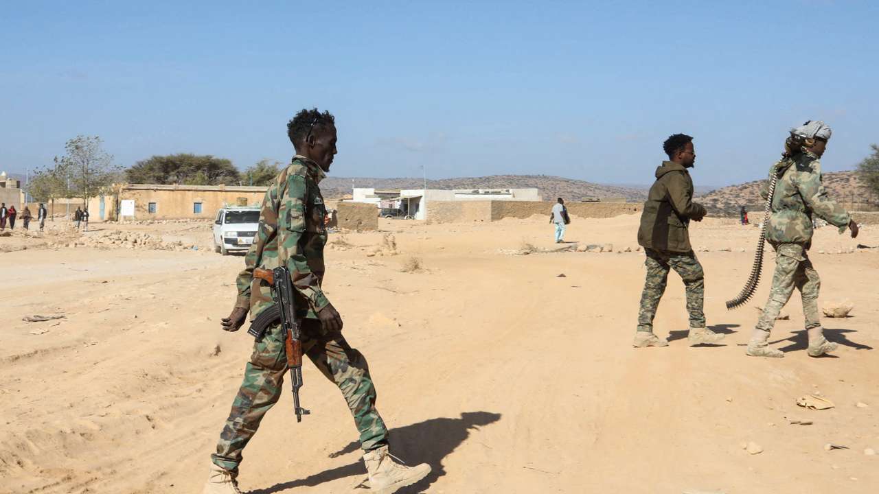 FILE PHOTO: Puntland Security Forces patrol in Balidhidin village in Bari Region