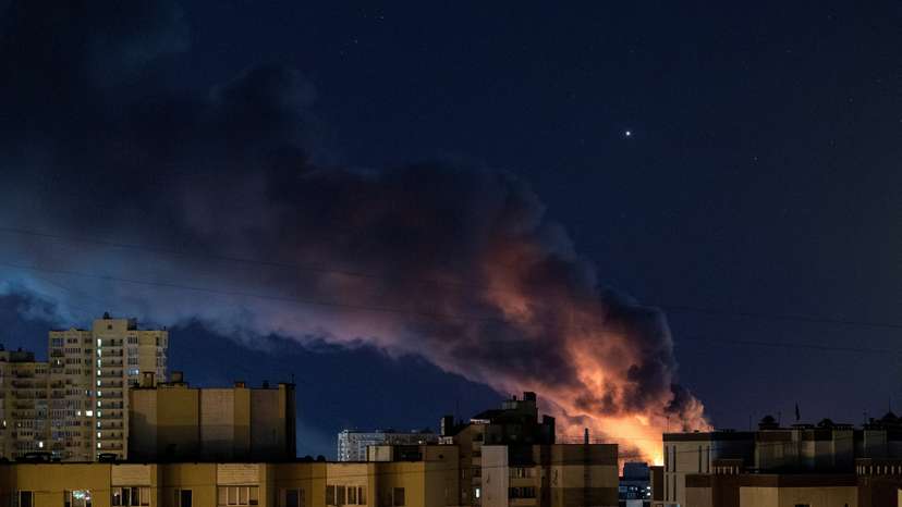 Russian drone and missile strike in Kyiv