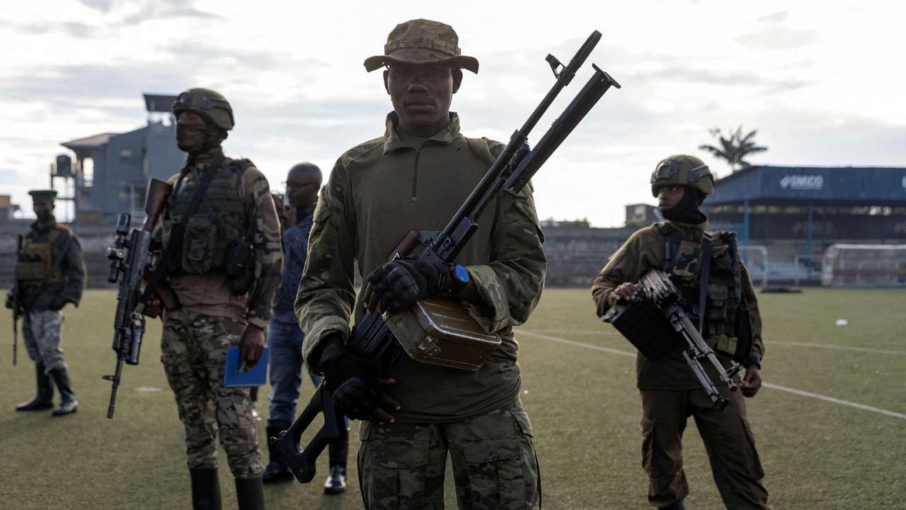 FILE PHOTO: M23 rebels secure captured Armed Forces of the Democratic Republic of the Congo and Wazalendo troops in Goma