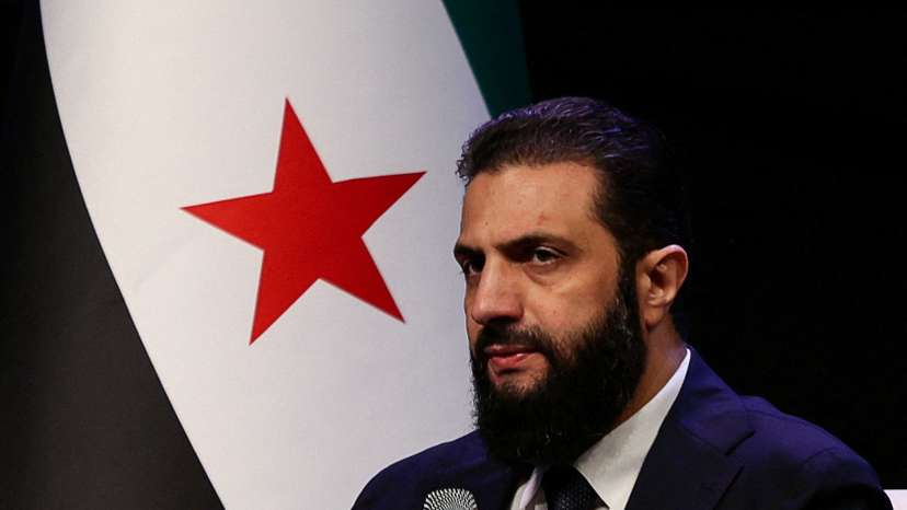 FILE PHOTO: Syrian President al-Sharaa attends the Ministry of Awqaf conference titled "Unity of Islamic Discourse", in Damascus